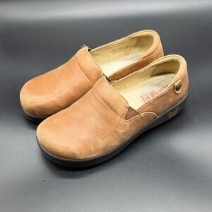 Alegria Keli Tan Leather Professional Slip Resistant Clogs Shoes KEL-6106 Sz 38